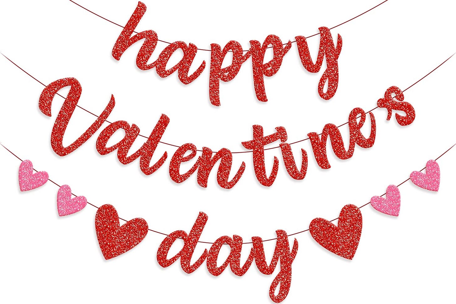 Amazon.com: Happy Valentines Day Banner, Valentines Day Decorations, Red  Pink Glitter Heart Valentines Day Decorations, Valentines Banner,  Valentines ...