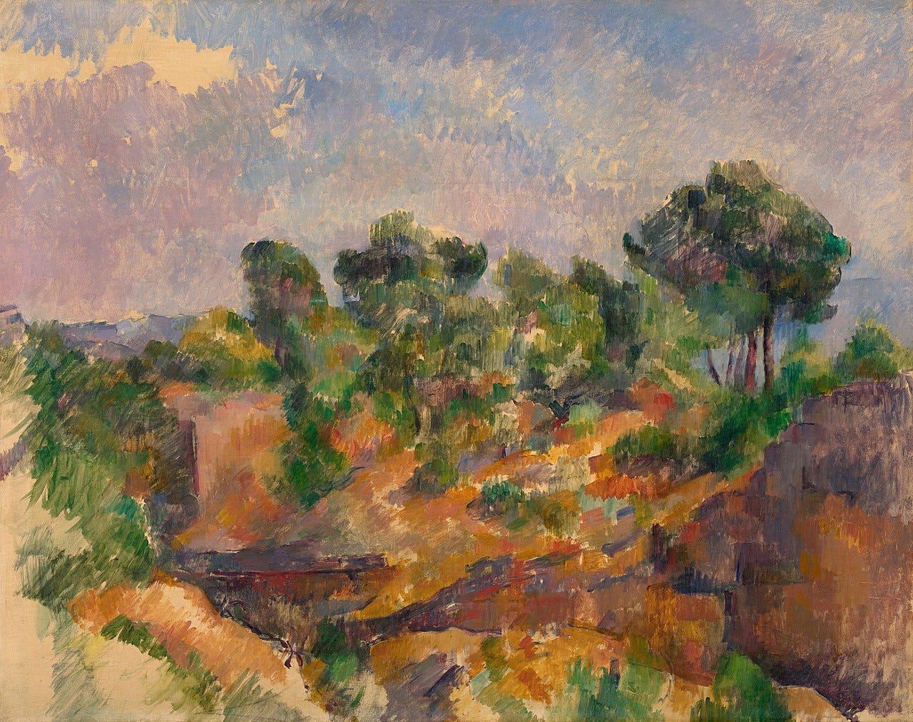Paul Cézanne, Bibémus, ca. 1894–95. Oil on canvas, 28 1/8 x 35 1/2 inches (71.4 x 90.1 cm)