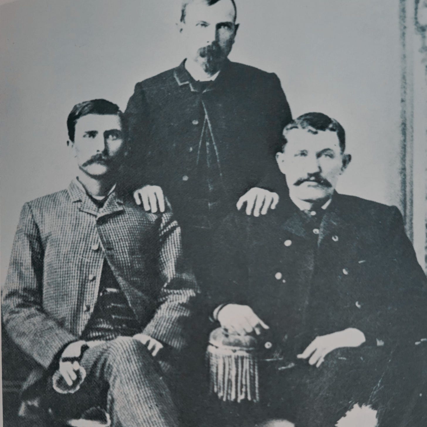A photo of Pat Garrett and two other Lincoln County Sheriffs