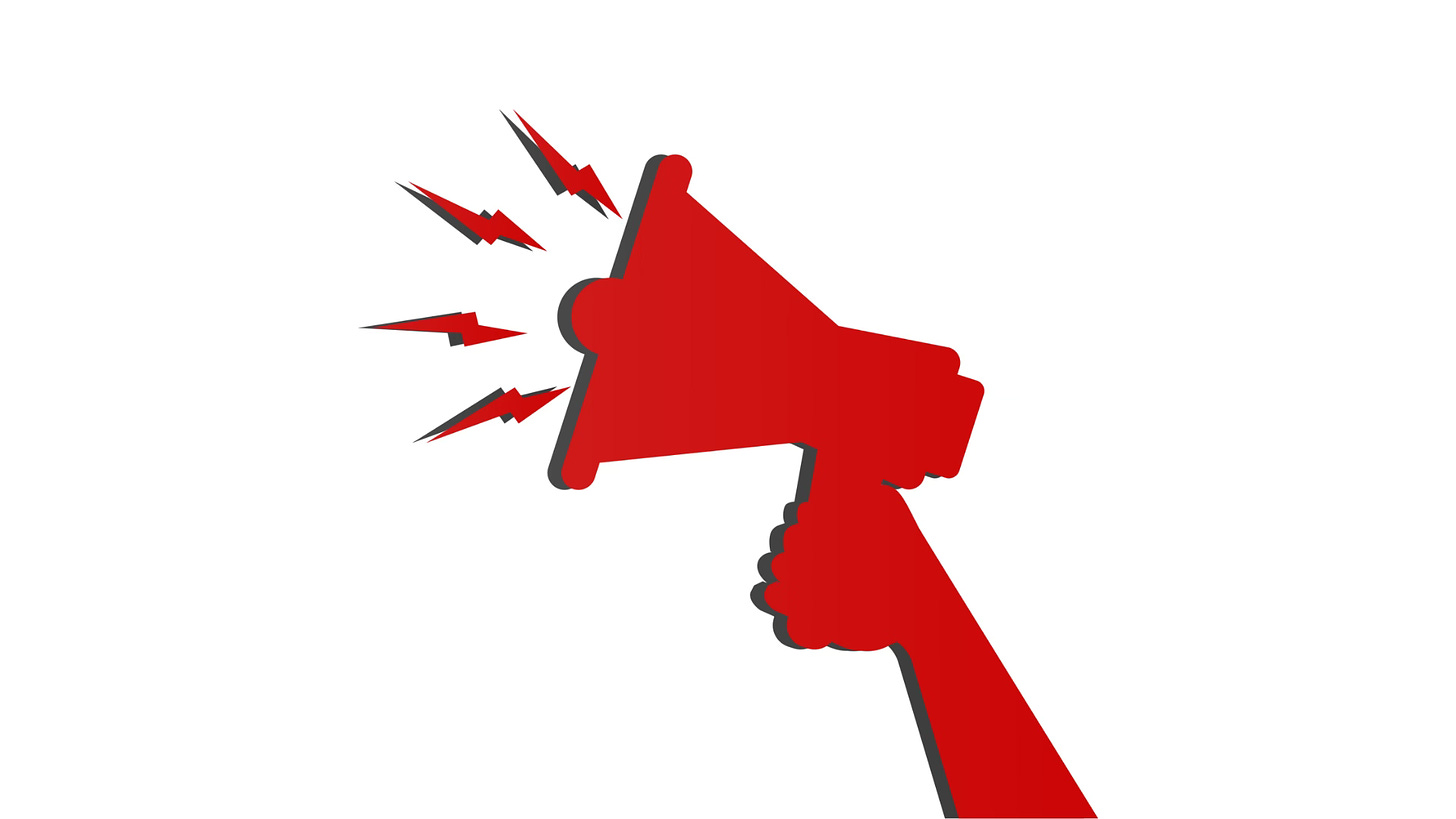 red megaphone clip art on white background