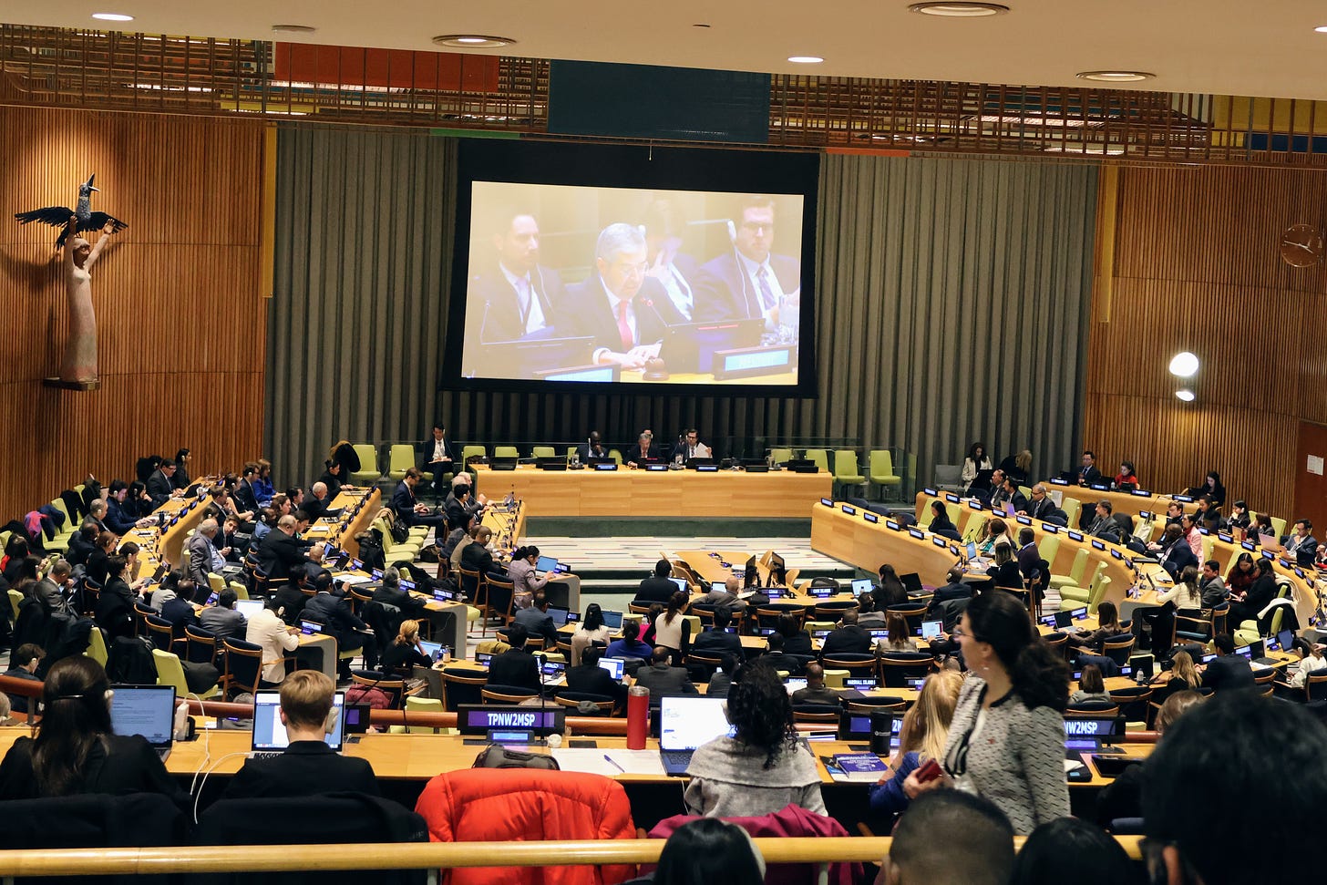 Delegates and observers gather for the final session of the second Meeting of States Parties to the nuclear ban treaty. 
