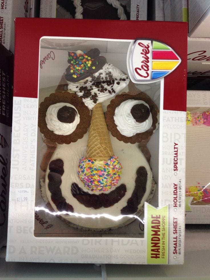 a box with an ice cream cake alien inside, seriously