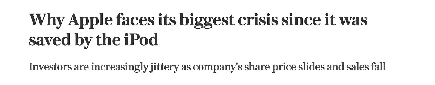 Headline on crisis at Apple
