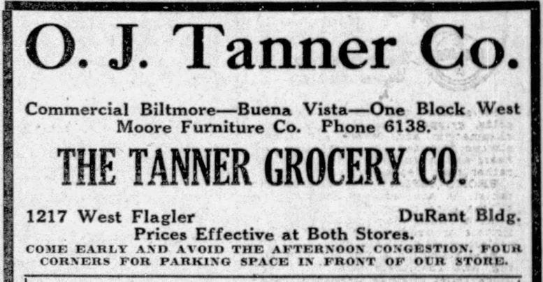 Figure 3: Ad for Tanner Grocery on January 19, 1924
