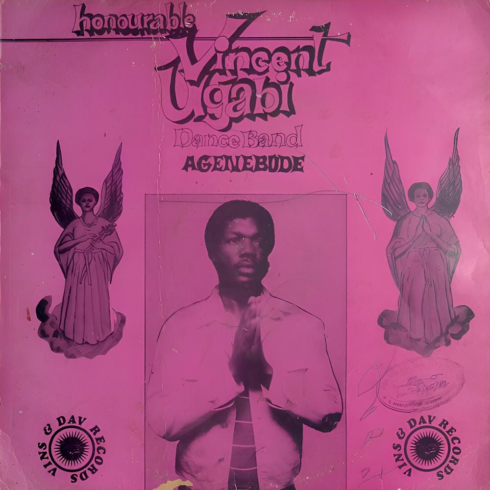 Idogho & Sons Graphic Services cover art design for Chief Honourable Vincent Ugabi Dance Band of Agenebode 1982 'Honourable Vincent Ugabi Dance Band Agenebode' album