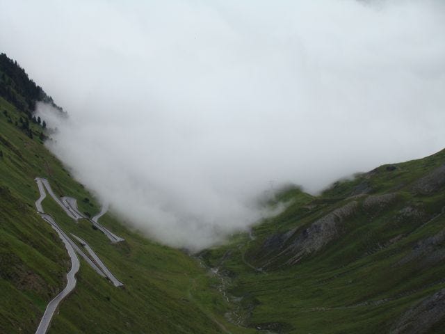 Some of the 48 hairpins to get up there.