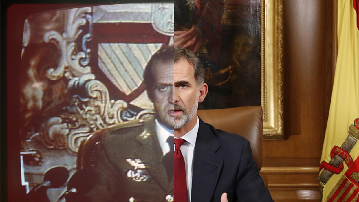 Don Juan Carlos, el 23-F. Don Felipe en su discurso tras el 1-C Don Juan Carlos, el 23-F. Don Felipe en su discurso tras el 1-C