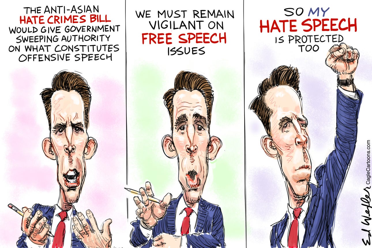 Josh Hawley pushes hate speech