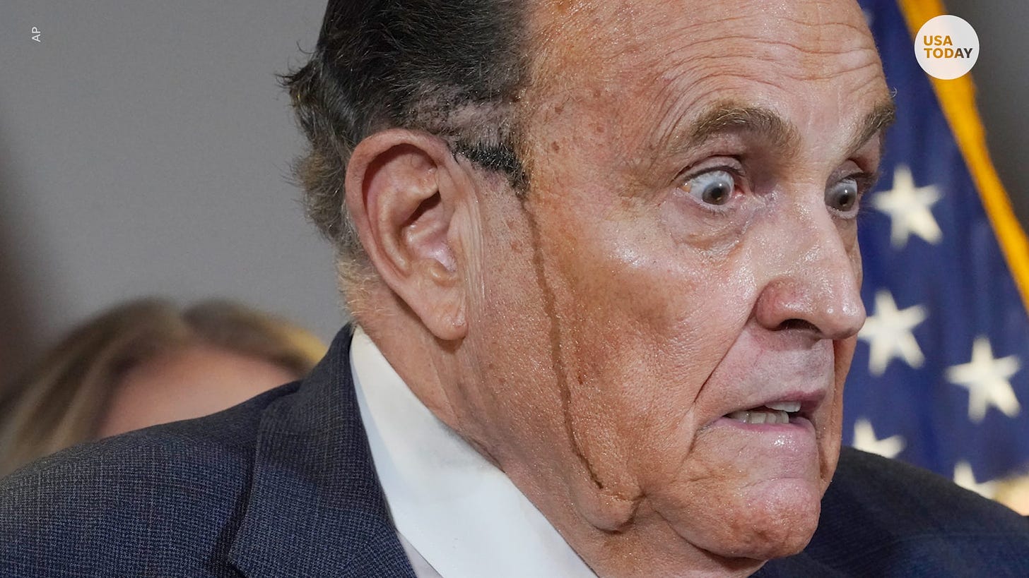 Critics took to Twitter to make fun of Rudy Giuliani's hair dye mishap