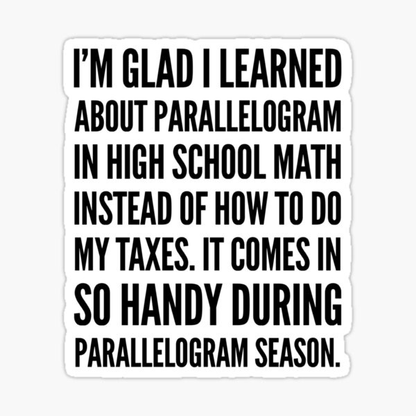 "Accountant Joke- Parallelogram season" Sticker for Sale by MDAccount