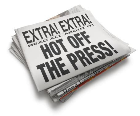 Hot Off The Press Newspaper Headline On White Background Stock Photo - Download Image Now - iStock