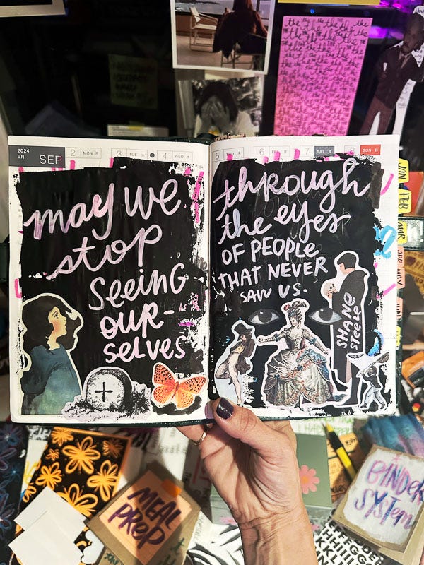 May we stop seeing ourselves through the eyes of people that never saw us- Shane Steele lettered by Tracy Benjamin of Shutterbean.com