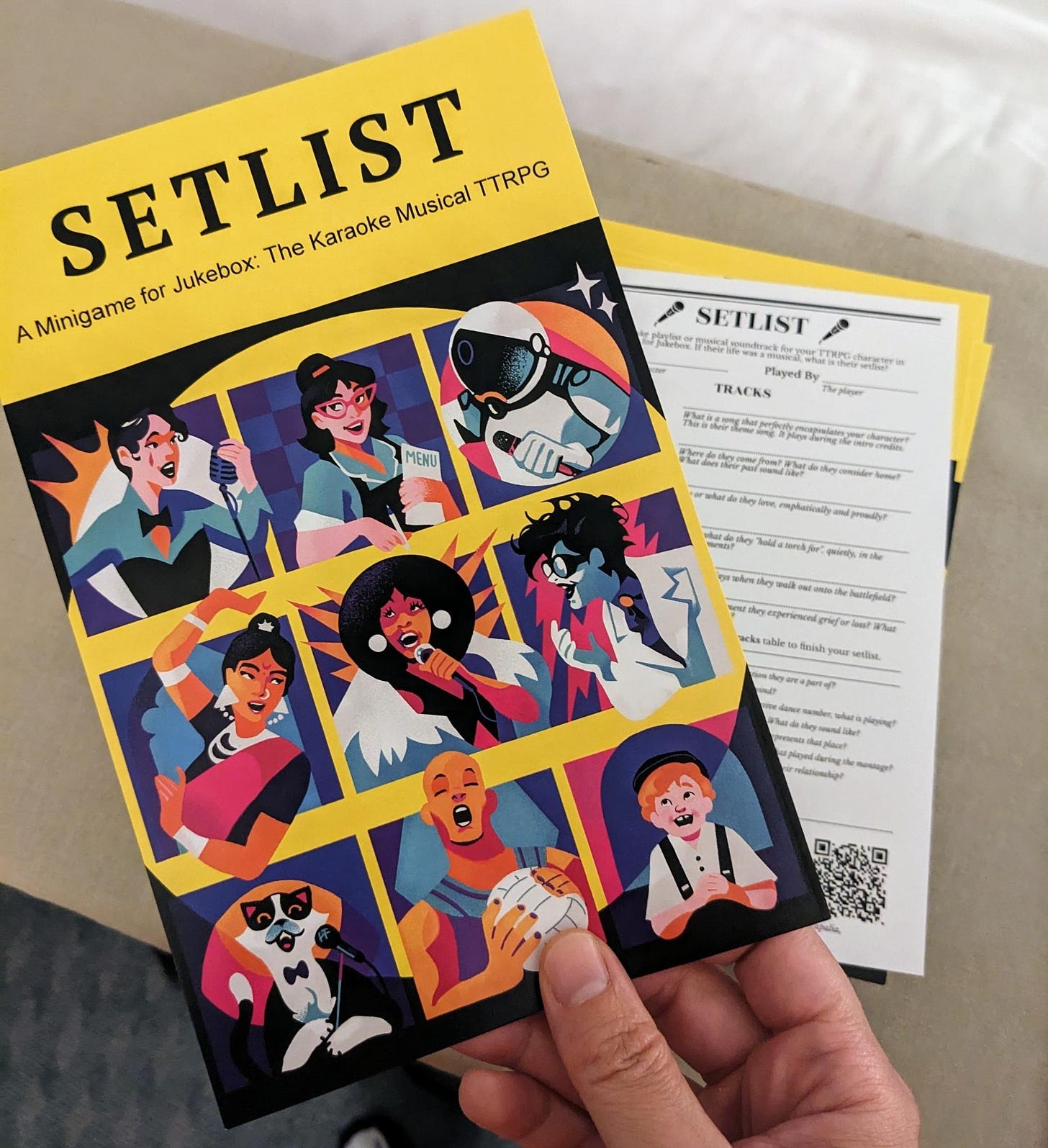 Photo of the Setlist minigame flyer.