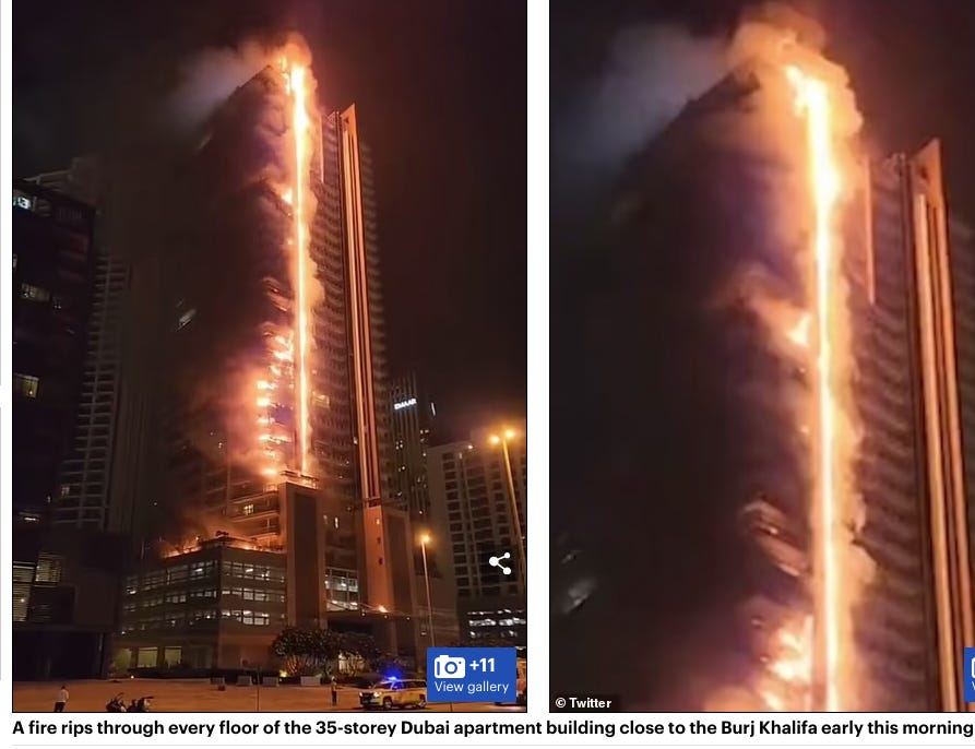 Picture from fire last year in dubai, matches video exactly