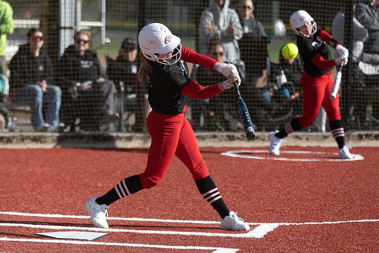 Toledo's Peyton Holter drives a ball to the gap during Toledo's 15-0 win over North Beach in the first round of the 2B District 4 Tournament at Fort Borst Park on May 12. Toledo's Peyton Holter drives a ball to the gap during Toledo's 15-0 win over North Beach in the first round of the 2B District 4 Tournament at Fort Borst Park on May 12.