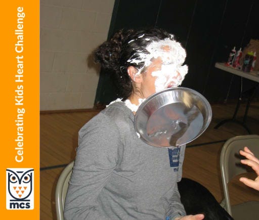 Ms. Cormier with pie on her face