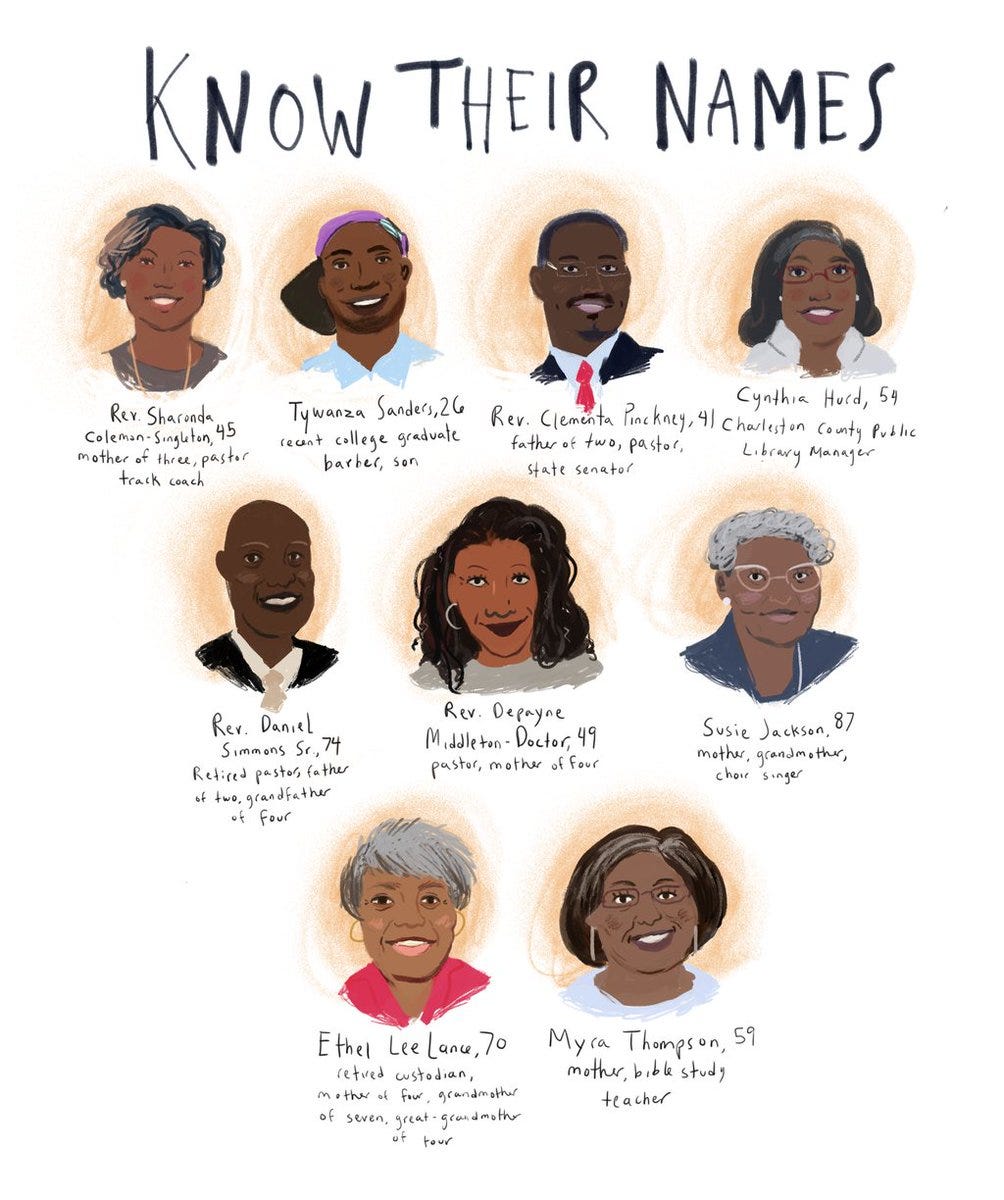 philip lewis on Twitter: "5 years ago on this date, these 9 people were  killed by a white supremacist at the Emanuel AME Church in Charleston, SC.  #Emanuel9 https://t.co/Jl9AEvfIwZ" / X