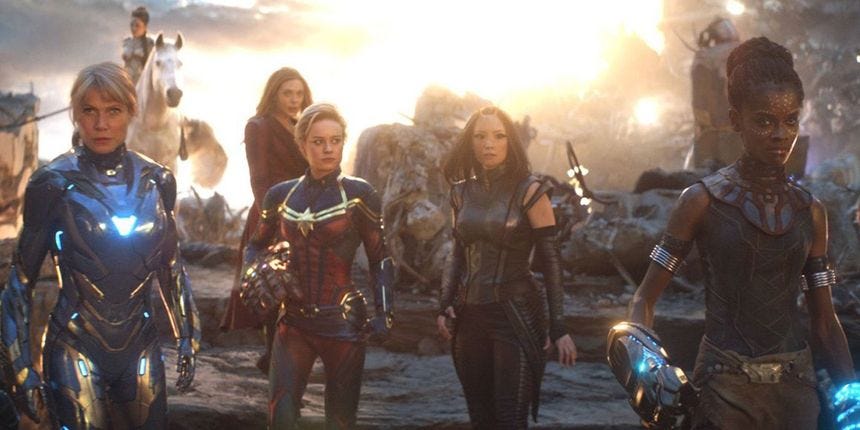 a-force in avengers endgame featuring rescue valkyrie captain marvel mantis and shuri