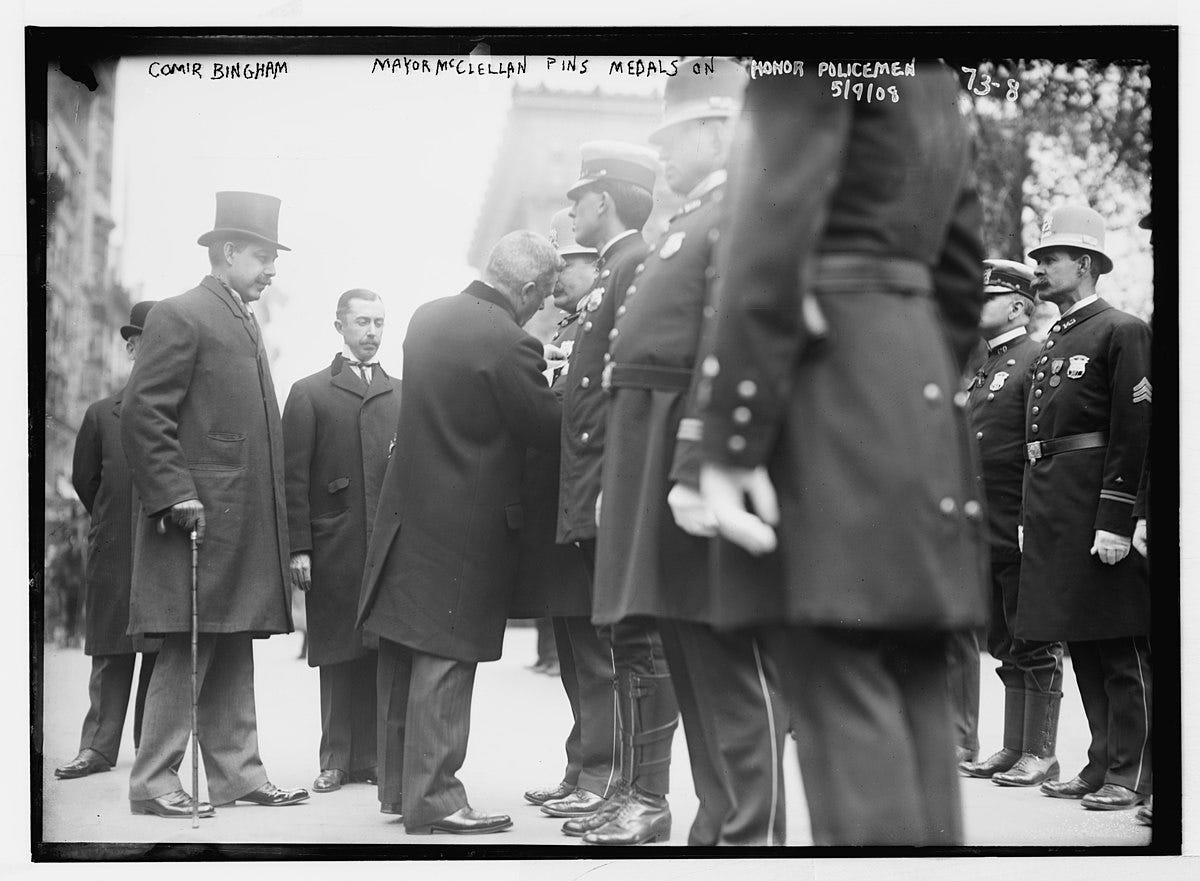 Bingham and McClellan inspecting NY police