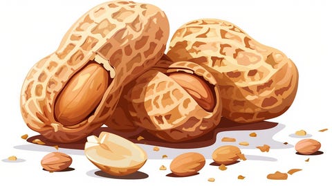 Peanut clipart on white background, cartoon style image.