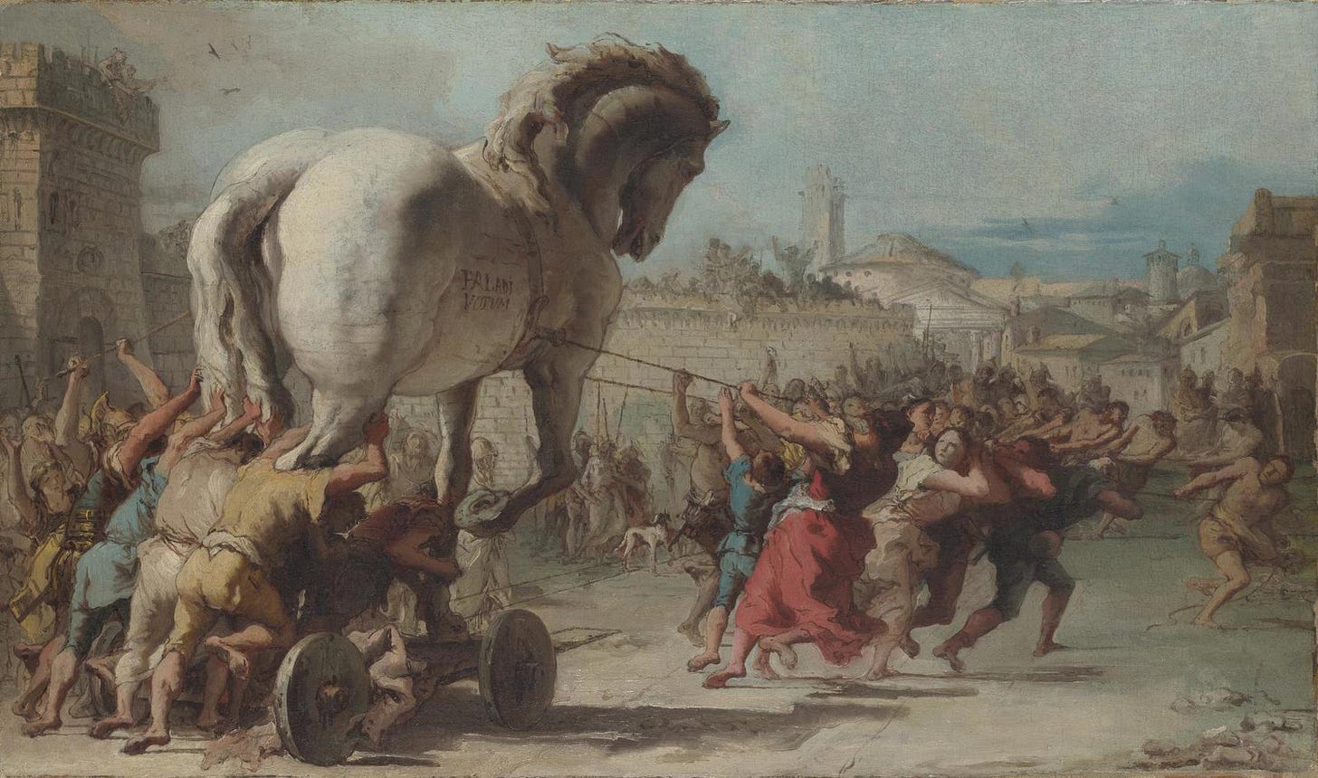 Giovanni Domenico Tiepolo | The Procession of the Trojan Horse into Troy |  NG3319 | National Gallery, London