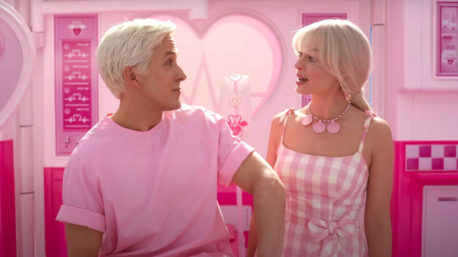 Barbie and Ken, all in pink