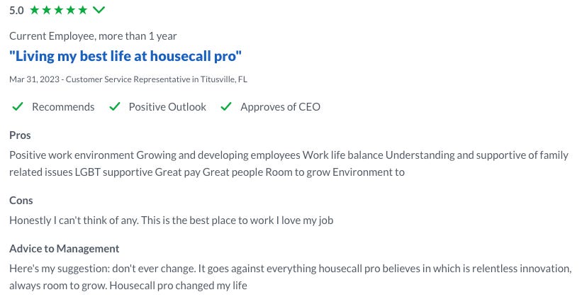 A remote worker at Housecall pro talks about their experience working at the company on Glassdoor