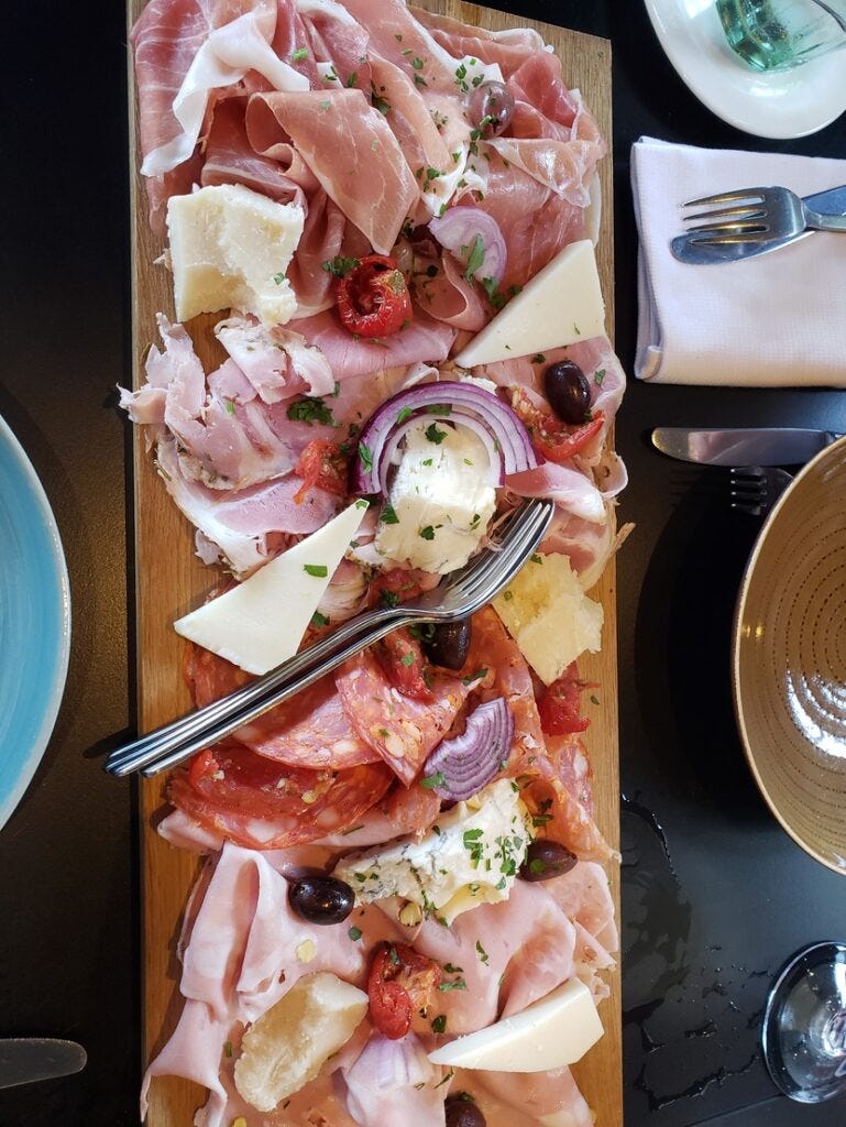 Charcuterie board at L'Osteria in Luxembourg