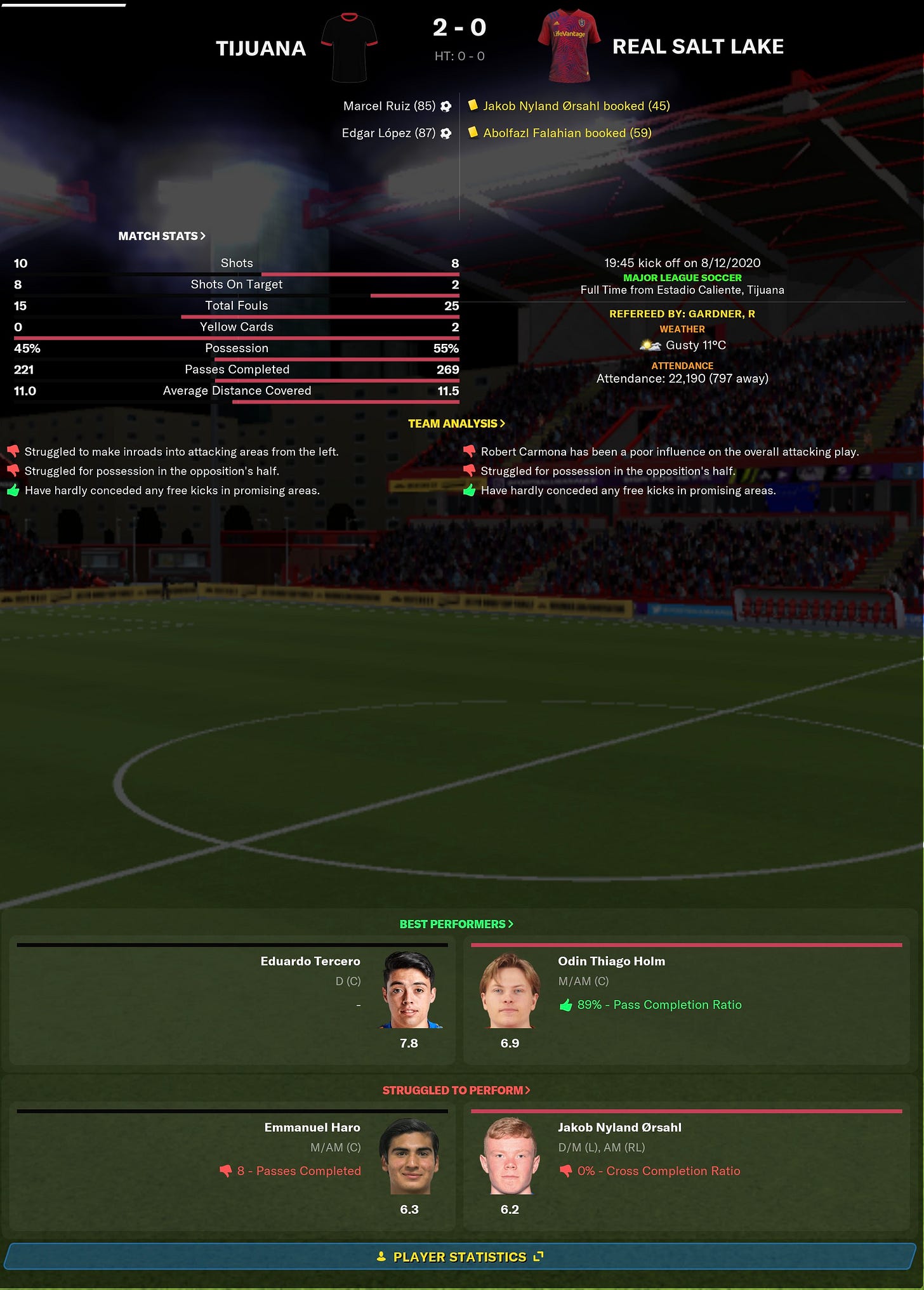 Football Manager 2021 Match Stats