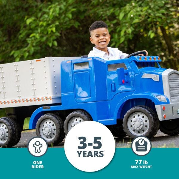 Semi-Truck and Trailer Ride-On Toy by Kid Trax Blue 2020 hottest auto kids toy gifts