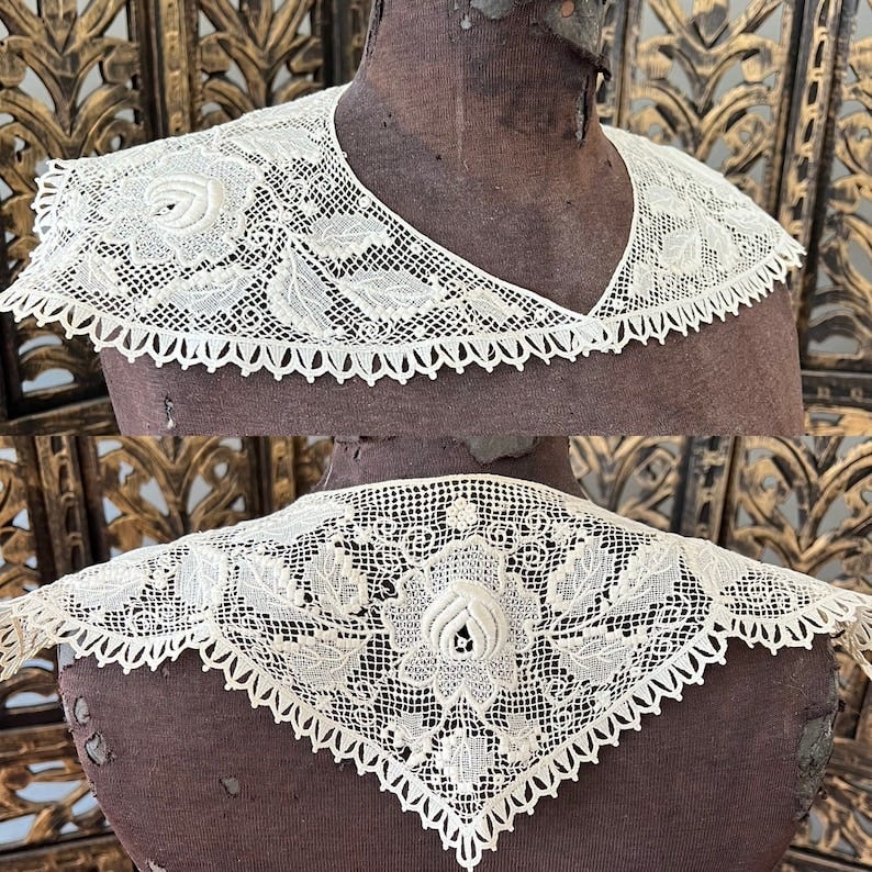 Antique Edwardian lace collar. Machine made image 1