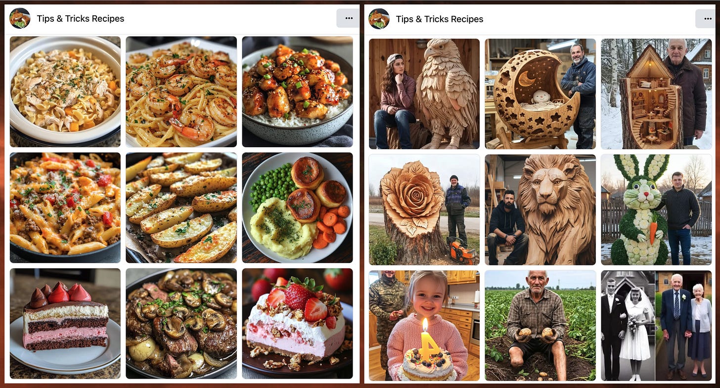 old AI-generated images of food from "Tips & Tricks Recipes" and new AI-generated images of birthday cakes/crafts/etc from "Tips & Tricks Recipes"