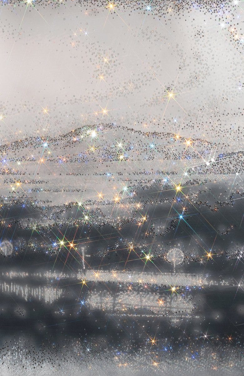 a sparkly snowy rhinestone landscape