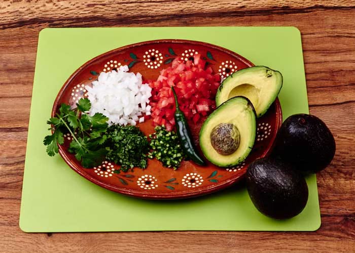 Guacamole ingredients on plate