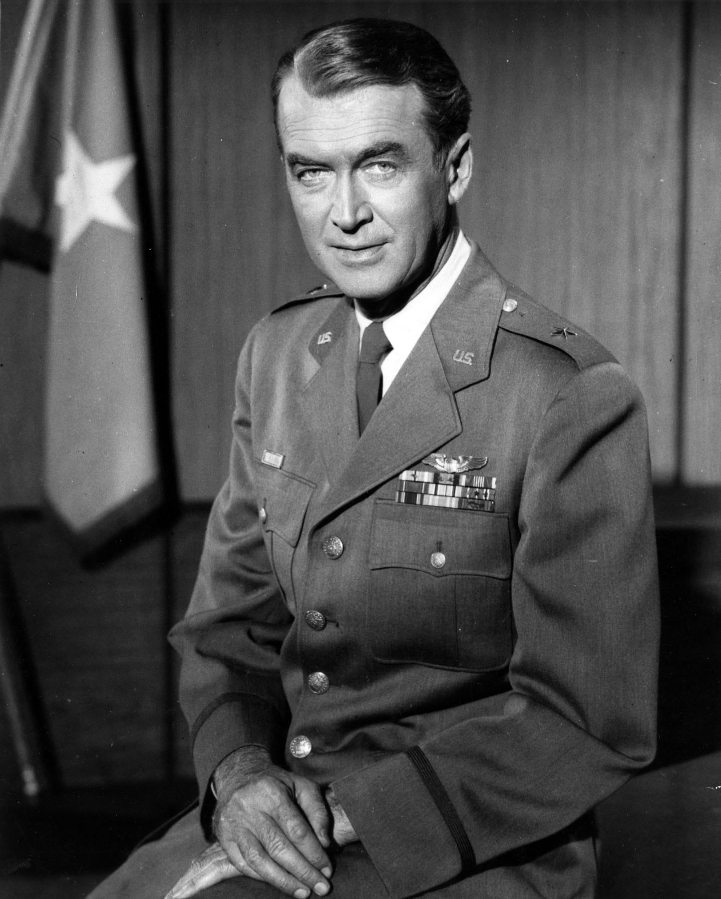 Headshot of Jimmy Stewart, in uniform