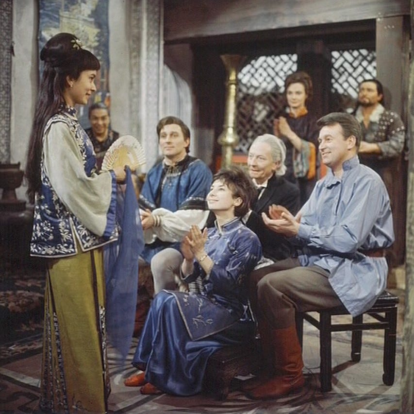 The Doctor’s party, Marco Polo, Tegana and Ping-Cho in Marco Polo