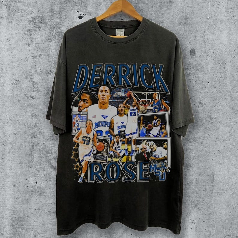 Vintage 90s Basketball Bootleg Style T-Shirt, Derrick Rose Graphic Tee, Derrick Rose Shirt, Retro Basketball Shirt, Unisex Oversized Shirt image 1