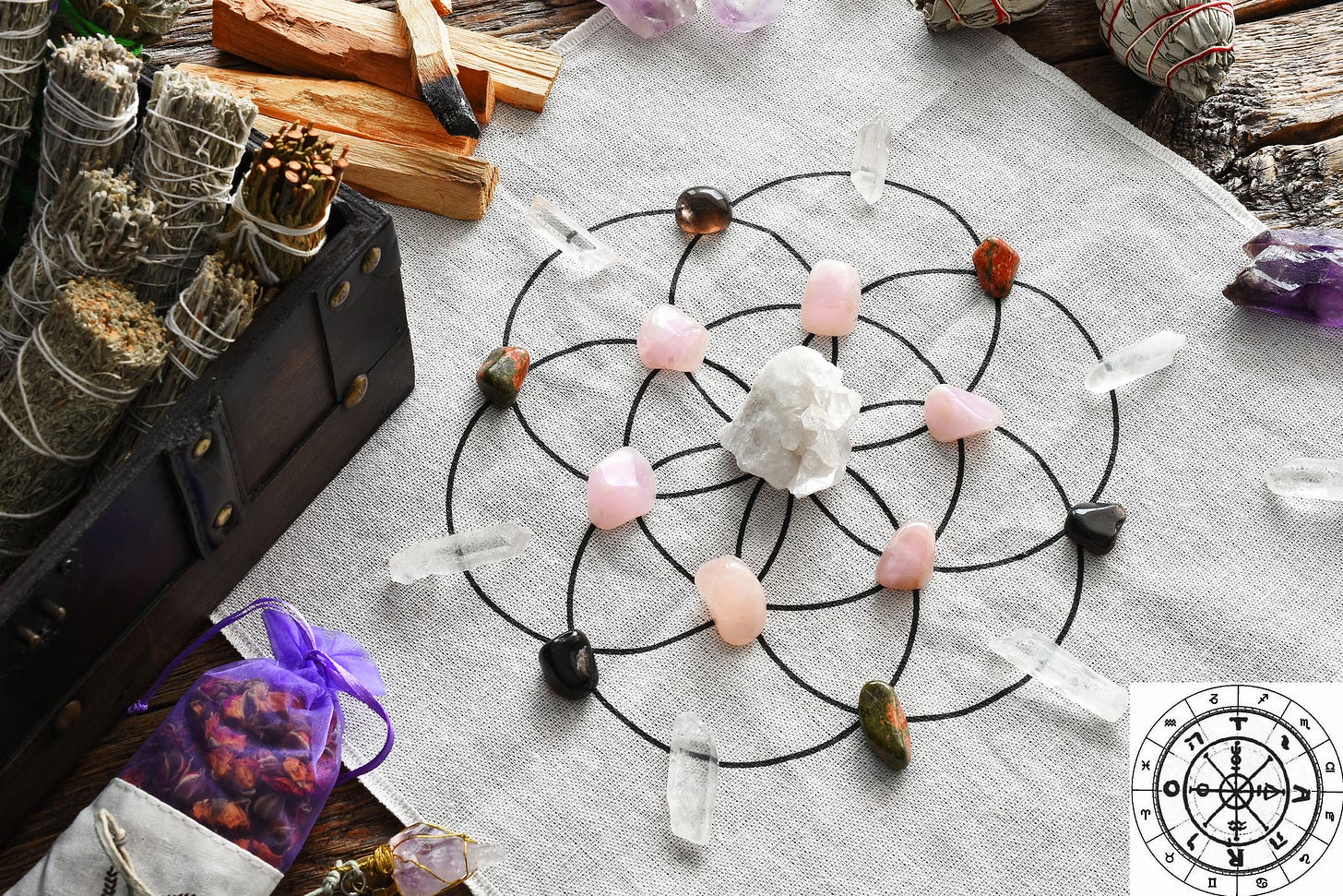 A crystal grid on display