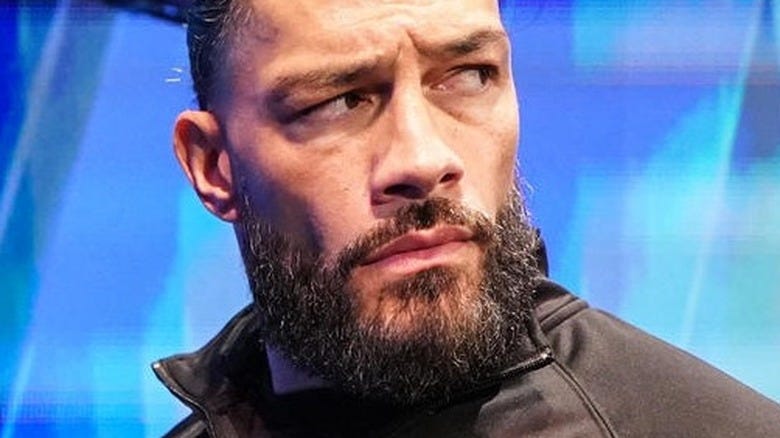 Roman Reigns Looks On During WWE SmackDown