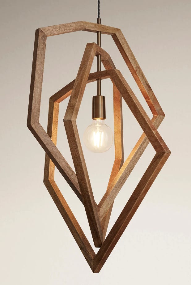 Geometric shaped pendant in wood