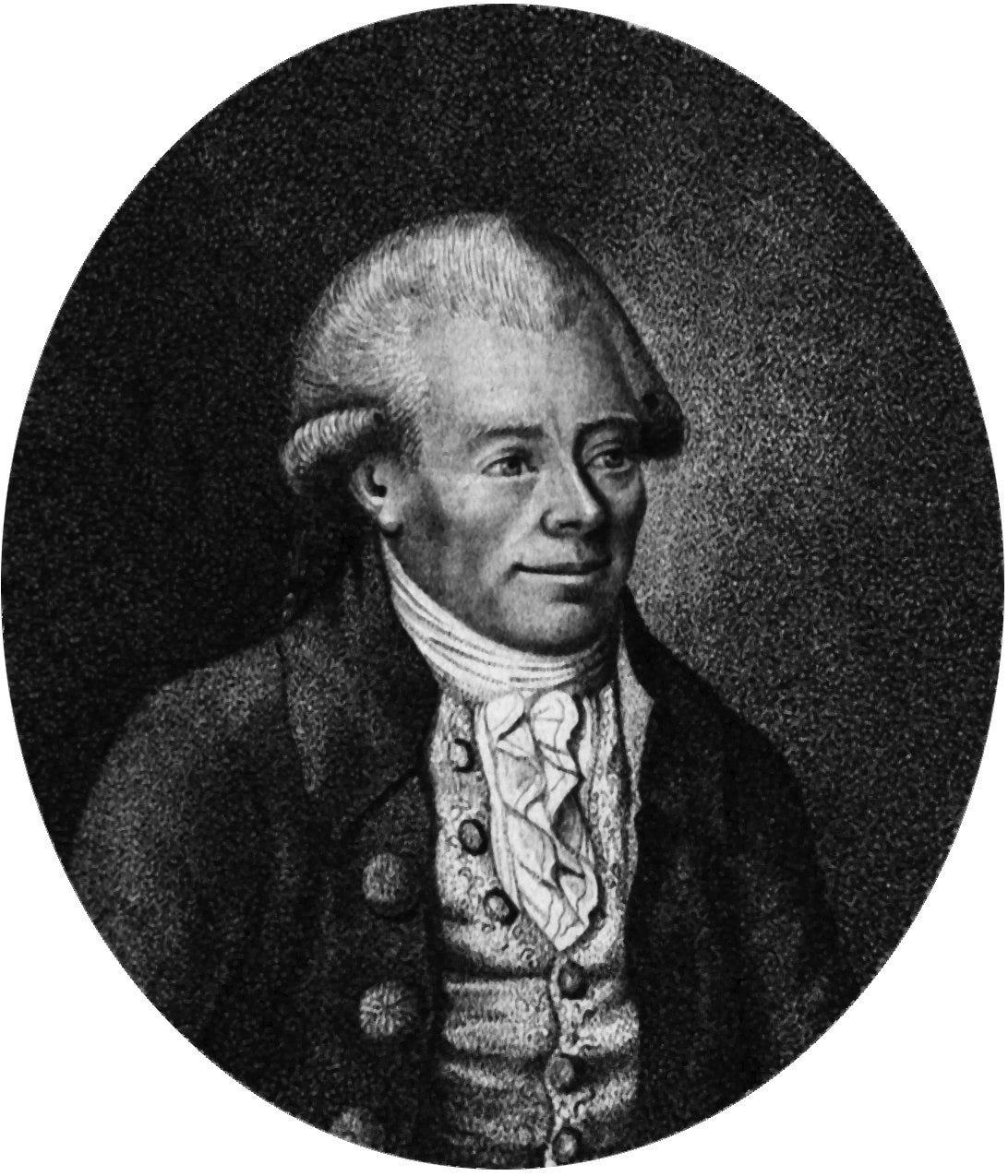 Engraving showing portrait of Georg Christoph Lichtenberg