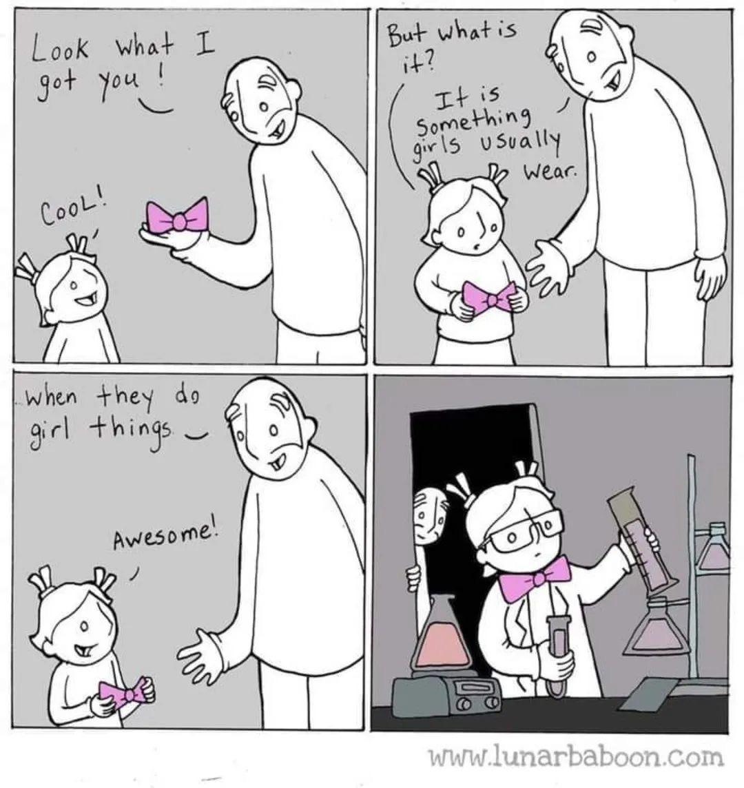 Photo by Samantha Townsend on November 27, 2023. May be an image of diaper and text that says 'Look what I got you! But whatis it? Itis Something usually girls wear. COOL! when they da girl things Awesome! www.lunarbaboon.com'.