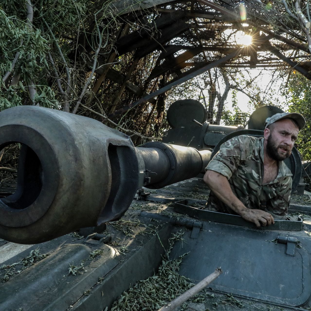 A Ukrainian serviceman at an undisclosed location in the Donetsk region.