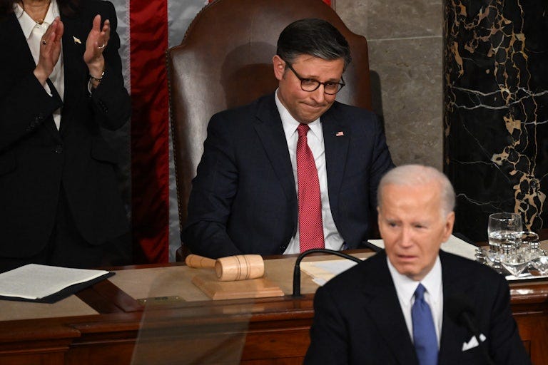 Forget Biden's SOTU Performance, and Focus on Tiny, Weak Mike Johnson | The  New Republic
