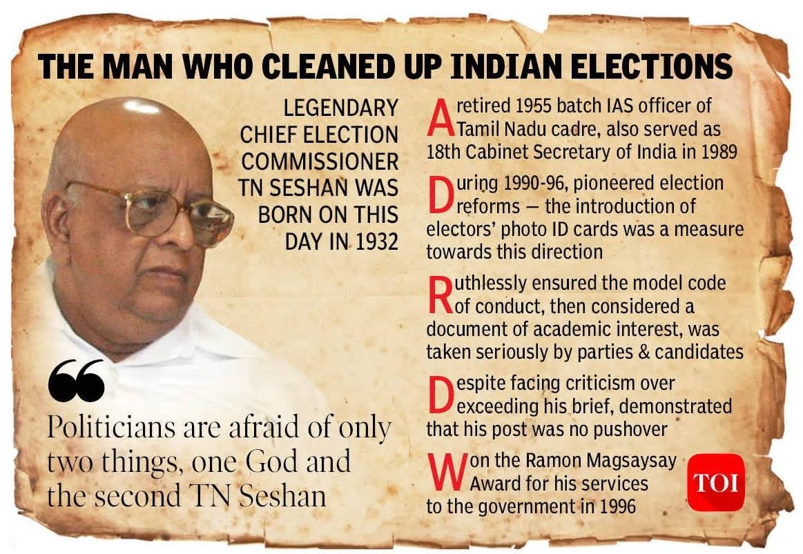 T N Seshan – the man who changed the face of Indian Elections - INSIGHTSIAS