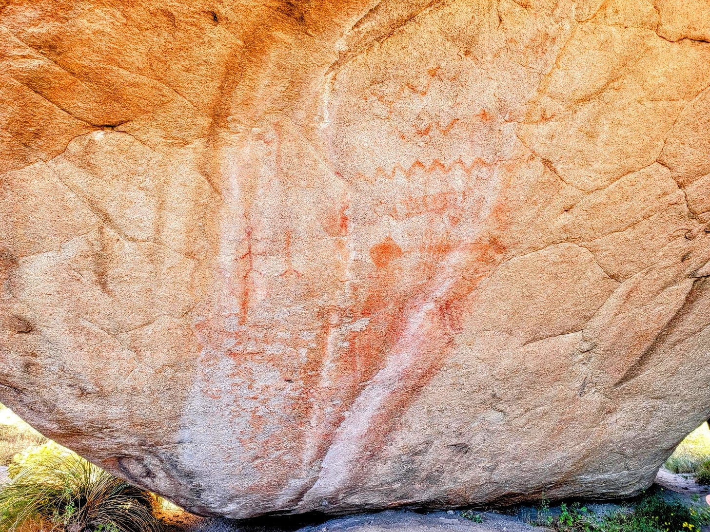 Red Pictographs Of People And Animals On A Boulder At Council Rocks In Southern Arizona red pictographs of people and animals on a boulder at council rocks in southern arizona