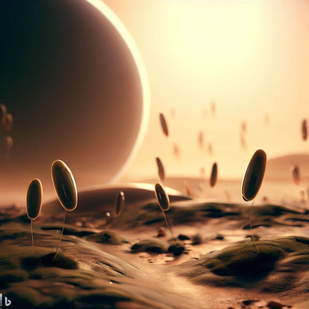 single-celled organisms on an alien planet