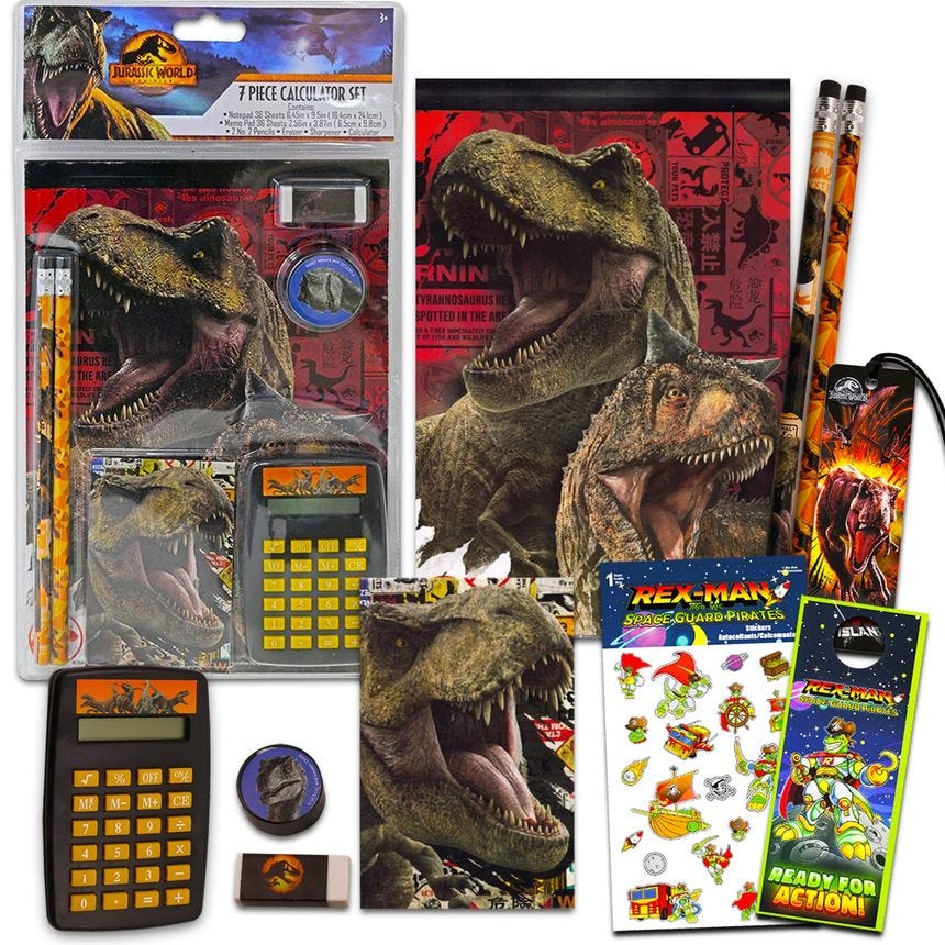 Jurassic World School Supplies Value Pack - 10 Pc Bundle with Jurassic World Notebook, Calculator, and Stickers for Kids, ...