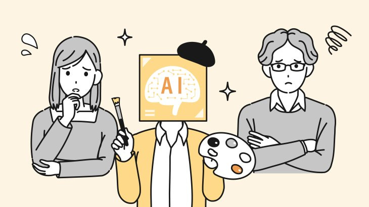 Clip art of Creators troubled by AI impact on their work.