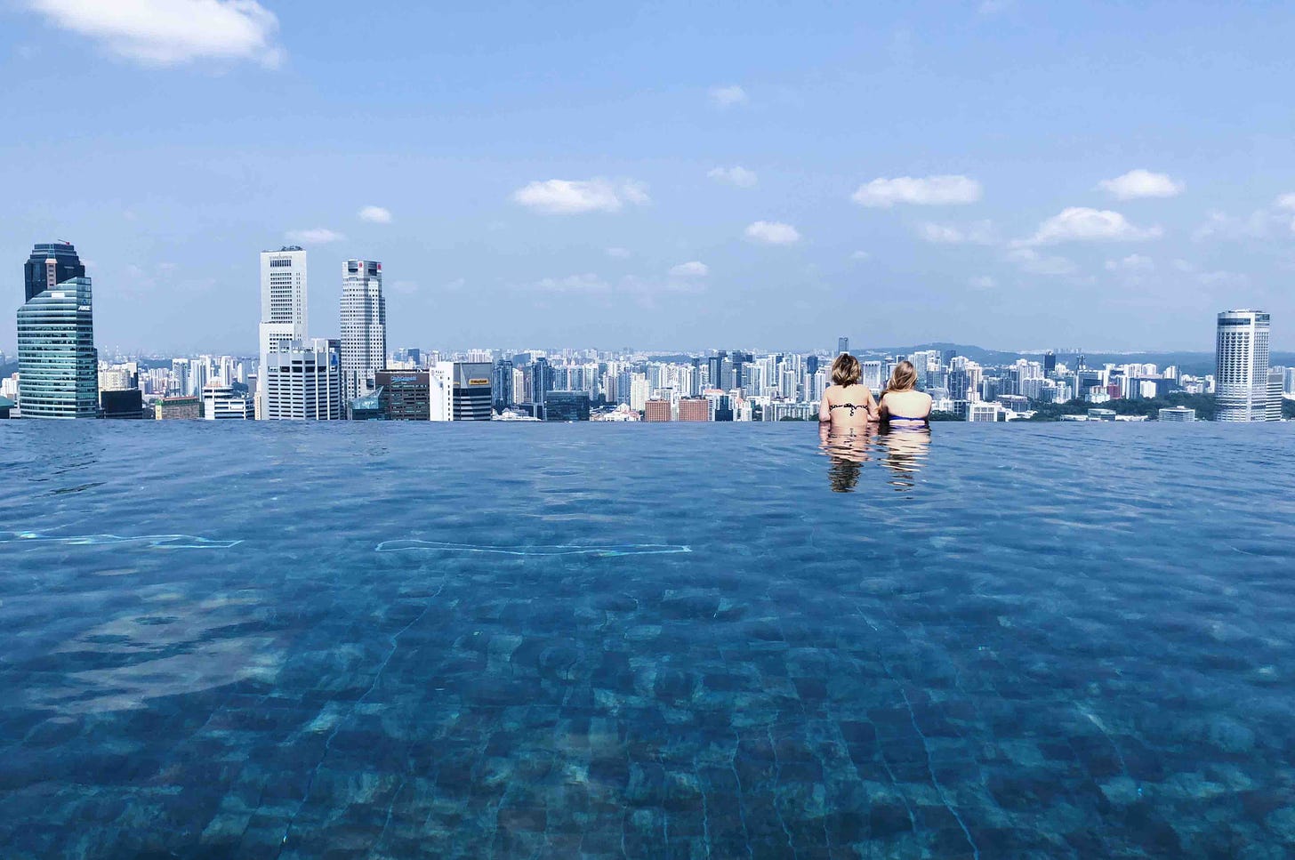 View of Singapore from the top floor pool at the Marina Bay Sands in Singapore, a very high vibration environment